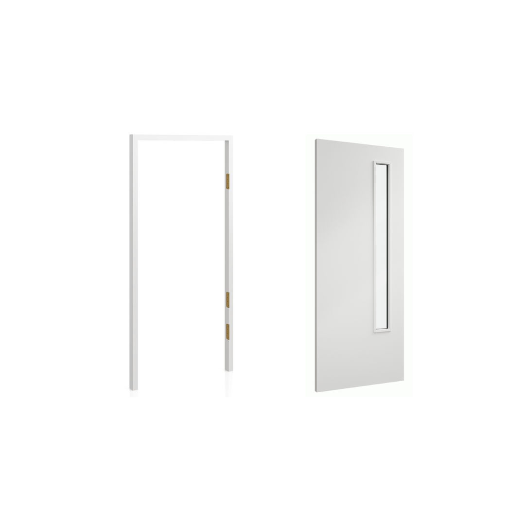 Pre Hung Door Kit Flush Vision Panel Fire Rated